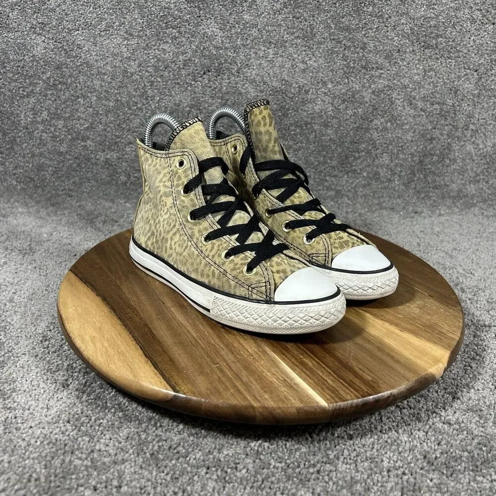 Converse Chuck Taylor All Star High Kids Sz 13 Leopard Print Athletic Shoes Used